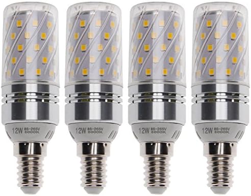Sagel E14 LED Corn Bulbs, 12W LED Candelabra Light Bulbs 100 Watt Equivalent, 1200lm, Cool White 6000K LED Chandelier Bulbs, Base E14, Non-Dimmable LED Lamp, Pack of 4