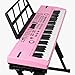 Produktbild 100 Klänge 61 Tasten Tastatur Intelligente Beleuchtung Mit Mikrofon Mit Mikrofon Netzkabel (schwarz Pink) Kinder Anfänger Klavier,Pink