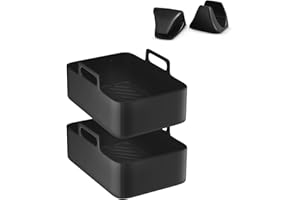 UNBOX 2 Stück Heißluftfritteuse Silikonform für Ninja AF300EU AF400EU, Dual Airfryer Zubehör für Ninja Foodi Max Dual Zone, mit Silikon Ofenhandschuhen