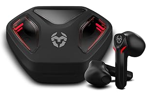 KROM KALL - In-Ear-Gaming-Stereo-Headset, integriertes Mikrofon, Bluetooth 5.3 Zero Latency, Push-to-Talk, ergonomisches Design, 12 Stunden Akkulaufzeit, Ladeetui, USB Typ-C Kabel inklusive, Schwarz