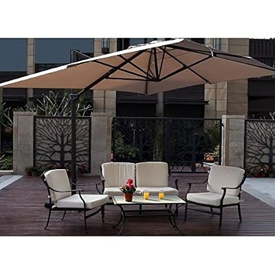 Générique Biarritz parasol aluminium déporté 3 x 3m polyester 250g taupe
