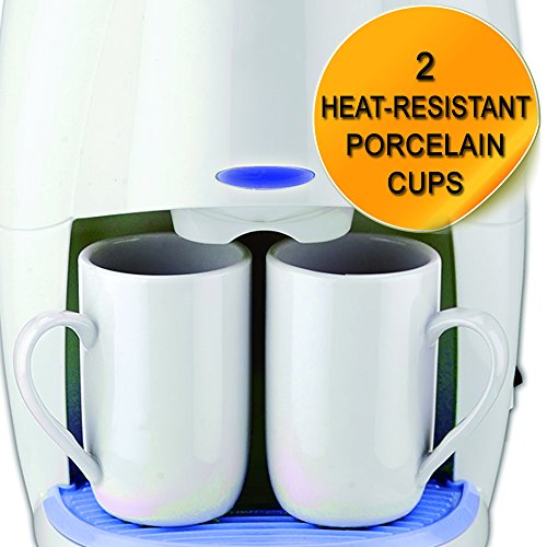 SAPIR SP-1170-L Elektrische Kaffeemaschine mit 2 Porzellan-Tassen, 450 W, weiß / blau - 4