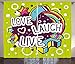Produktbild Live Laugh Love Decor Curtains, Cartoon Style Line Art Figures Stars Cubes Circles Hearts Cheerful, Living Room Bedroom Window Drapes 2 Panel Set, Multicolor 110x90 in