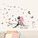 Produktbild Ba Zha Hei Das neue Schmetterling Blumenfee Schlafzimmer Wohnzimmer Hintergrund Wandaufkleber Vinyl-Wandaufkleber Schmetterlinge Wandtattoo Wandaufkleber Sticker zum Kleben Dekor für Wohnzimmer (als zeigen, 120cm*80cm)
