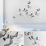 18 Stück 3D Schmetterling Wandtattoo DIY Wandstickers Wanddeko Wandaufkleber Weiß und Schwarz - 4