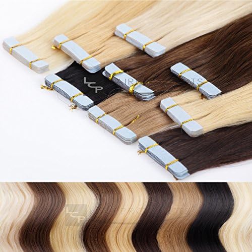 Tape On In Extensions Human Hair Skin Wefts 16 inch length - 8 braids a 4 cm -high quality remy hair with intact cuticle, Colour:#1001 white blonde