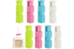 HZAOPZE 8 pcs Verschlussclips, Gedrückt Verschlussklammern Clips für Tüten, Dauerhaft Tüten Verschluss Verschlussclips für Beutel Wiederverwendbar Gefrierbeutel Clips(4 Farben)