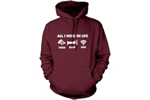 HOTSCAMP Funny Hoodie for Teen All I Need In Life Food Sleep WIFI Unisex Adults and Kids Hoodie Adulting Teenager WFH Computer Internet Hoody