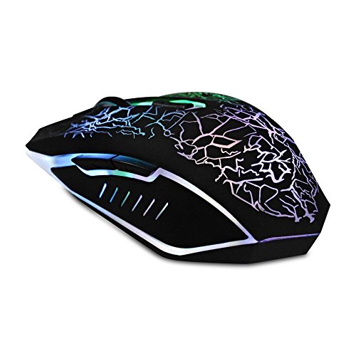 VersionTECH  Rat  n Gaming con Cable hasta 2400 DPI Rat  n Ergon  mico   ptico para Juegos con 7 Colores Luz LED 6 Bot  n Gaming Mouse Wired para PC Ordenadores Port  til Mac Negro 