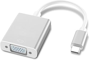 QTMMC USB C to VGA Adapter Thunderbolt 3/4 to VGA Converter Compatible with iPhone 15 Series, MacBook Pro/Air 2023, iPad Pro, iMac, Dell XPS, Surface Book 3, Samsung Galaxy S23 More Aluminium Shell Silver