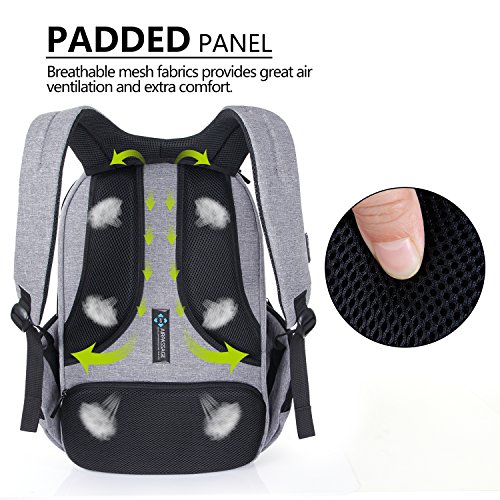 Lifewit Laptoprucksack Notebook Rucksack 15,6 Zoll Gepolstert Multifunktional Business Daypack Backpack Laptoptasche Schulrucksack Wasserabweisend Grau - 8