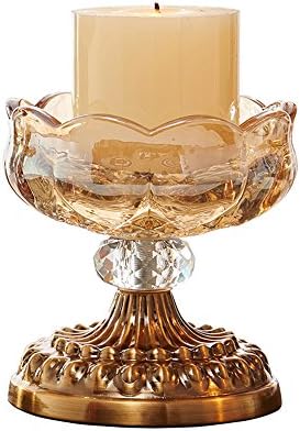 FEIFEI Crystal Glass Candle Holder Iron Art Gold Romantic Fashion Household Items Two Sizes ( Size : A(11.2*12.6*12cm) )