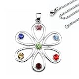 Jovivi Bijoux Pendentif Collier 7 Chakras Pierres Cristal Strass Verre en Forme 