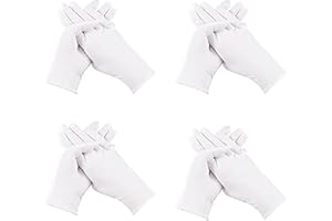 GJNMYSD 4 Pairs White Cotton Gloves, Thickened Stretchable Moisturising Gloves for Dry Hands Eczema, Soft and Resuable Safety Works Glove for Guard, Parade, Jewellery, Film Photo, Coin Inspection