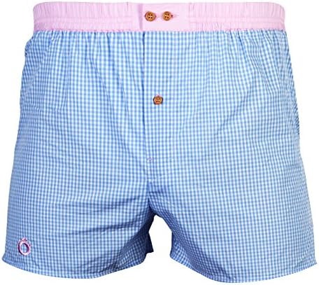 Blue checkers boxers and pink belt - XXL