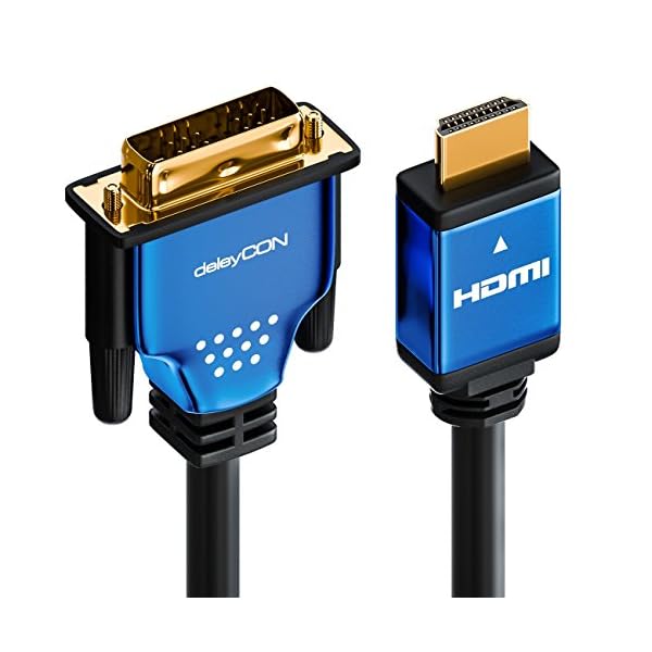 deleyCON 0,5m Cable HDMI a DVI - Conector HDMI para Enchufe DVI 24+1 HDTV Full HD 1080p 1920x1080 - Contactos Chapados… - Image 4