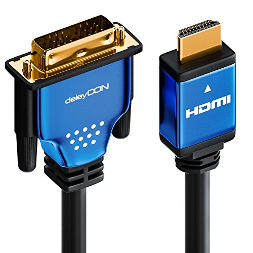 deleyCON Premium HQ HDMI zu DVI Kabel High Speed – [2m] – 3D Ready – HDMI auf DVI Adapterkabel [2 meter] - 3