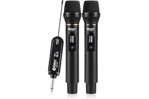 D Debra Microfono Inalambrico,Sistema de micrófono dinámico inalámbrico Dual UHF,Micrófono de Mano de Metal para Karaoke con Receptor de Canto Recargable,Micrófono para Karaoke,Iglesia