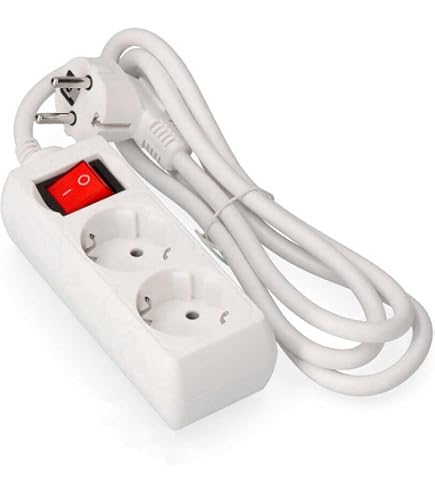 Regleta alemana de 3 vías con interruptor, 3 m, 3G, 1,5 mm? blanca