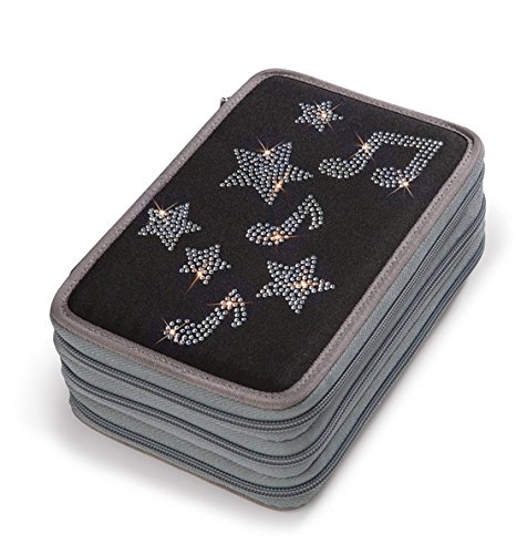 Preisvergleich Produktbild Nici 40951.0 - 3-fach Federmäppchen, Motiv Schwarz mit Noten / Sternen