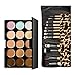 SODIAL(R) 15 Colors Contour Face Cream Makeup Concealer Palette + 12pcs Leopard Brush