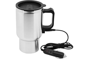 Rppiup Wasserkocher Auto 12V, 450ml Heizbecher Auto, Edelstahl Auto Camping Reise Wasserkocher mit Zigarettenanzünder, Tragbarer Elektrischer Auto Reisewasserkocher für Camping, Autos Reisen, Freien