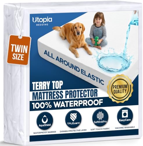 Utopia Bedding Coprimaterasso ipoallergenico, 100% impermeabile (doppio)