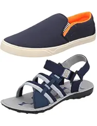 Chevit Men's Combo Pack Of 2 Loafers With Sandals (Floater Sandals)