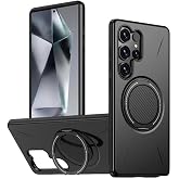 Rongep Samsung Galaxy S24 Ultra i&ccedil;in Kılıf Mag-Forge 360&deg; D&ouml;nd&uuml;r&uuml;lebilir Y&uuml;z&uuml;k Stantlı [MagSafe ile Uyumlu] S24 Ultra Koruyuc