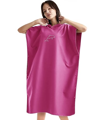 FLYILY Badjas Handdoek-poncho met capuchon, lichtgewicht Microvezel, voor surfen, wetsuit, veranderen met zak, strand, zwemmen, badjas voor volwassenen/kinderen, Blad, Large(Fit for Adult