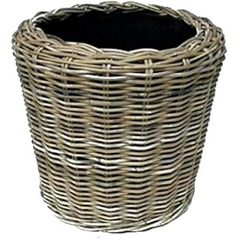 Großer Pflanzkorb/Holzkorb quadratisch aus grauem Natur Rattan 60x60cm