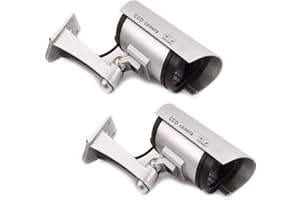 GC GLOBALCOMMERCE Kit de 2 caméras Fausses de Surveillance pour Usage extérieur avec LED Rouge Clignotant Design Professionnel