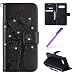 Produktbild EMAXELERS Samsung Note 8 Hülle Leder Lederhülle Flip Schale Brieftasche Standfunktion und Karte Halter Etui Kartenfächer Wallet Tasche Etui für Galaxy Note 8,Black Wishing Tree with Diamond