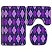Produktbild Blue Purple Grid PatternSoft Toilet Rug 3 Pieces Set, Non Slip Bathroom Rugs, U-Shaped Toilet Mat, Toilet Lid Cover
