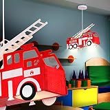 Feuerwehr Auto Hänge Leuchte rot Pendel Lampe Kinder Spiel Zimmer Beleuchtung Globo 15726 - 5