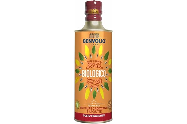 Benvolio 1938 Solrosolja EKO Hög Oleinsyra 500 ml – Olja för Fritering och Matlagning, Neutral smak, Hög rökpunkt, Rik på vitamin E, Organic High Oleic Sunflower Oil