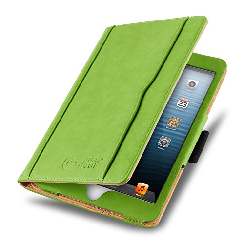 iPad Mini Hülle - JAMMYLIZARD Ledertasche Smart Cover mit Standfunktion für iPad Mini 4. 3. 2. & 1. Generation, GRÜNG & HONIG, [MIT STIFT-HALTER]