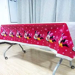 PartyToko Minnie Mouse Table Cover for Birthday Decoration Minnie Mouse Theme 1 Pcs