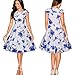 Produktbild Damen Retro Kleid SUNNSEAN Frauen Floral Drucken Sommerkleid Mode Elegante Taille Partykleider Großer Rock Strandkleider Festliche Hepburn Schlank Kleid (S, Blau)
