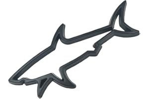 WOO LANDO 3D Autoaufkleber Haifisch - wetterfester Metall-Sticker in Chrome Optik - Emblem für Auto und Motorrad (schwarz)