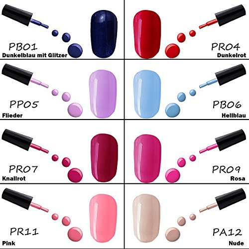 VALUE MAKERS® UV LED Aufloesbarer Farblack Gel Nagellack Nagelgel Set Mit Nagellack Halter und Aufbewahrungstasche(8x7ML Stücke) - 3