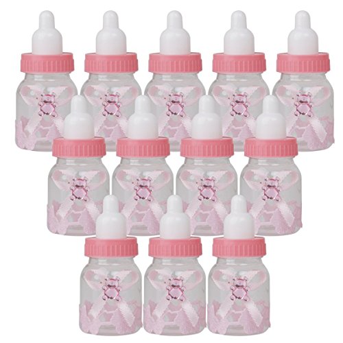 Tinksky Baby Candy Box Flasche Baby Shower Geschenk Box Party bevorzugt Taufe Geschenkpaket von 12(Pink) - 8