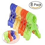 Tinksky 8pcs Large Sized Bright Color Plastic Beach Towel Clips Quilt Clips