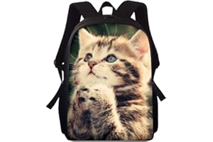 Amzbeauty Cat Print Backpack for Girls Boys Cute Kids School Book Bag