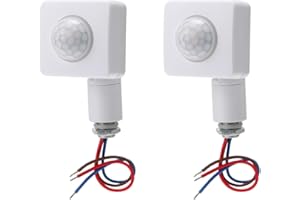 Greluma 2 Piezas Sensor de Movimiento infrarrojo del Cuerpo PIR AC 85-265V(220V), Rango de detección 12m a 160°, Orificio de Montaje de 10mm