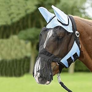 Busse Everline Fly Mask Fly Cover for Horses, Light Blue/Black, Pony