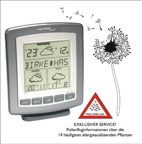WetterDirekt Wetterstation WD 9565 mit Innen-/Außentemperaturanzeige, Wettervorhersage für 3 Tage und Pollenfluganzeige - 6