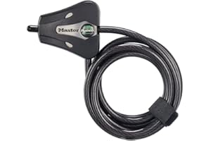 Master Lock 8418D Python-Fahrradschloss mit Schlüssel, verstellbares Metall-Kabelschloss mit wetterfester Vinyl-Beschichtung für Outdoor-Ausrüstung, Fahrräder, Trail-Kameras, 1,8 m lang, Schwarz