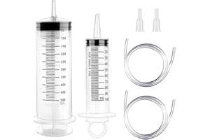 HOVIN Siringa 500 ml 100 ml Siringha Grande di Plastica con Tubo da 1 m Riutilizzabile Siringhe Per Olio,Giardinaggio,Nutrire Gli Animali