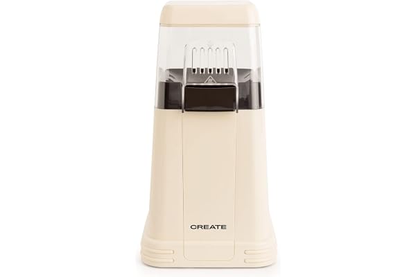 CREATE/POPCORN MAKER/Machine à pop-corn électrique Blanc Cassé Mate/Design rétro, systhème de sécurité, facile à utilizer, sans huile, 1200W